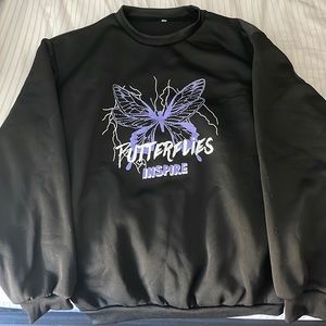 BLACK & PURPLE BUTTERFLY SHEIN PULLOVER SWEATER